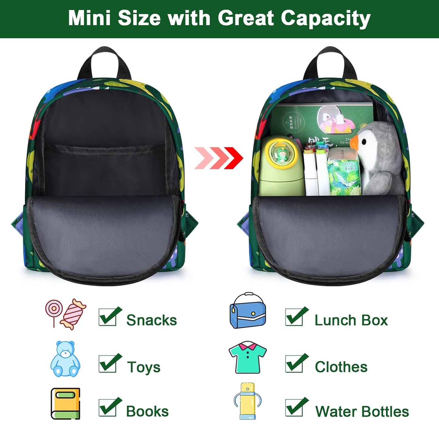 Accmor Toddler Backpack Leash, Cute Baby Backpacks with Anti Lost Wrist Link, Mini Kids Backpack Harness Leash for Outdoor Travel, Adorable Dinosaur Backpack Tether Walking Harness for Boys 1-3