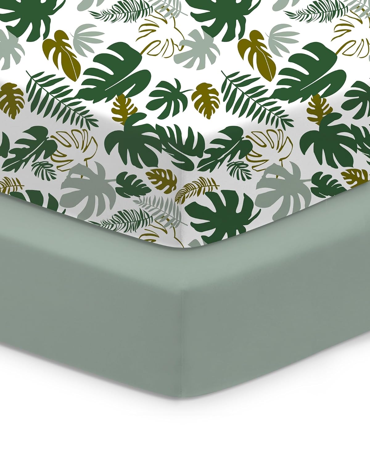 Baby Crib Sheets Boy Girl for Standard Crib Mattress - Ultra Soft Jersey Knit Monstera&Green Crib Sheet, Safe and Snug, Durable, Stylish Fitted Sheet, 28''x52''x9'' Extra Deep Pocket