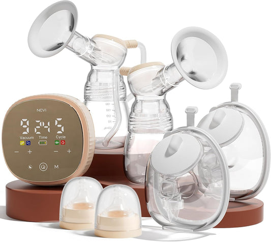NCVI 2-in-1 Electric Breast Pump with Wearable Cups, Spa-Like Comfort with VibeRelief Massage Micro-Vibration, Hospital-Grade Suction, Pain Relief & Fully Customizable Portable Breastfeeding Pump