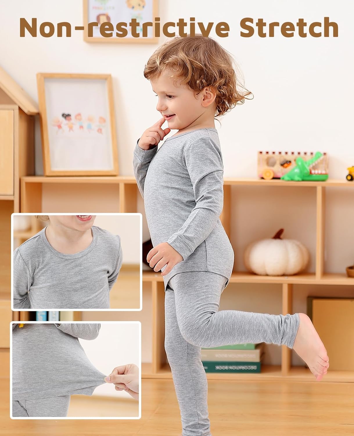 JunNeng Bamboo Viscose Pajamas for Toddler Baby, Boys Girls Solid Snug Fit Pajamas Long Sleeve Sleeper