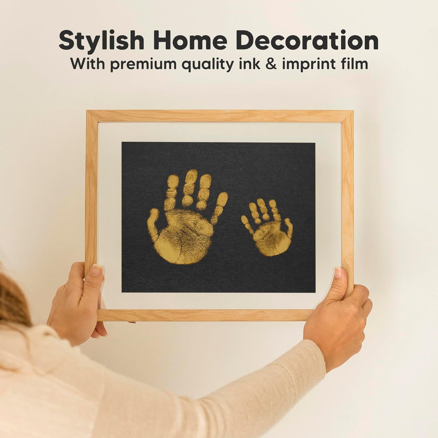 1-Pack Inkless Baby Hand and Footprint Kit - Mess Free Ink Pad for Newborn Keepsake, Dog Nose & Paw Print Kit, Clean Touch Ink Pad for Baby Hand & Footprints, Ideal New Mom Gifts (Gold, Jumbo)