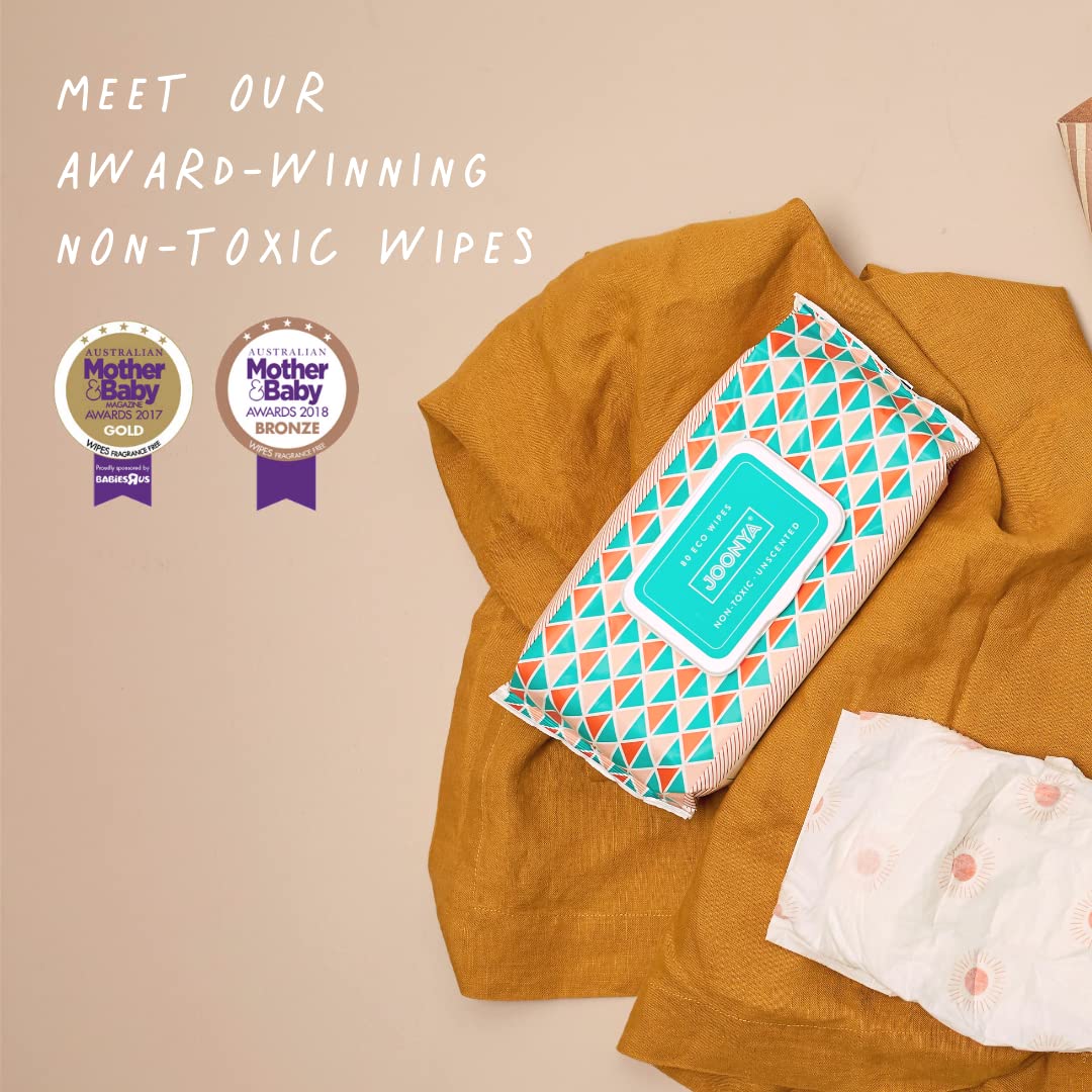 JOONYA Unscented Baby Wipes — Plant-Based, Fragrance-Free Diaper Wipes | Hypoallergenic, Non-Toxic, Compostable & Biodegradable Wet Wipes for Sensitive Newborn Skin | 3 Packs of 80 Wipes (240 Total)