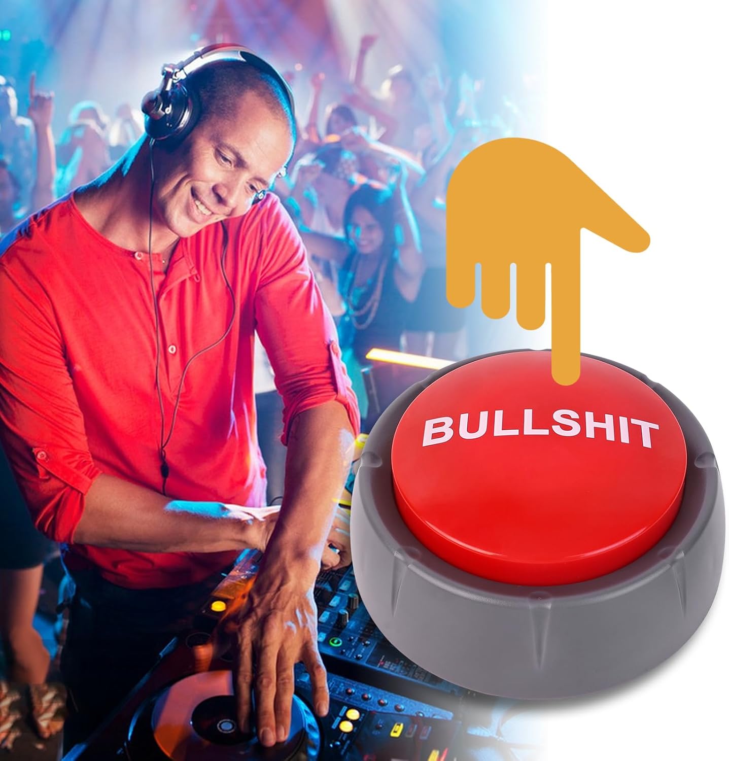 4 Pcs Dance Party Buttons with Music Sound - 30s Funny Buzzer Buttons for Office Toys, Novelty Fun, Gag Gifts, Cool Desk Decor Gadgets(3.5 x 3.5 x 1.5 inches, Red and Black)