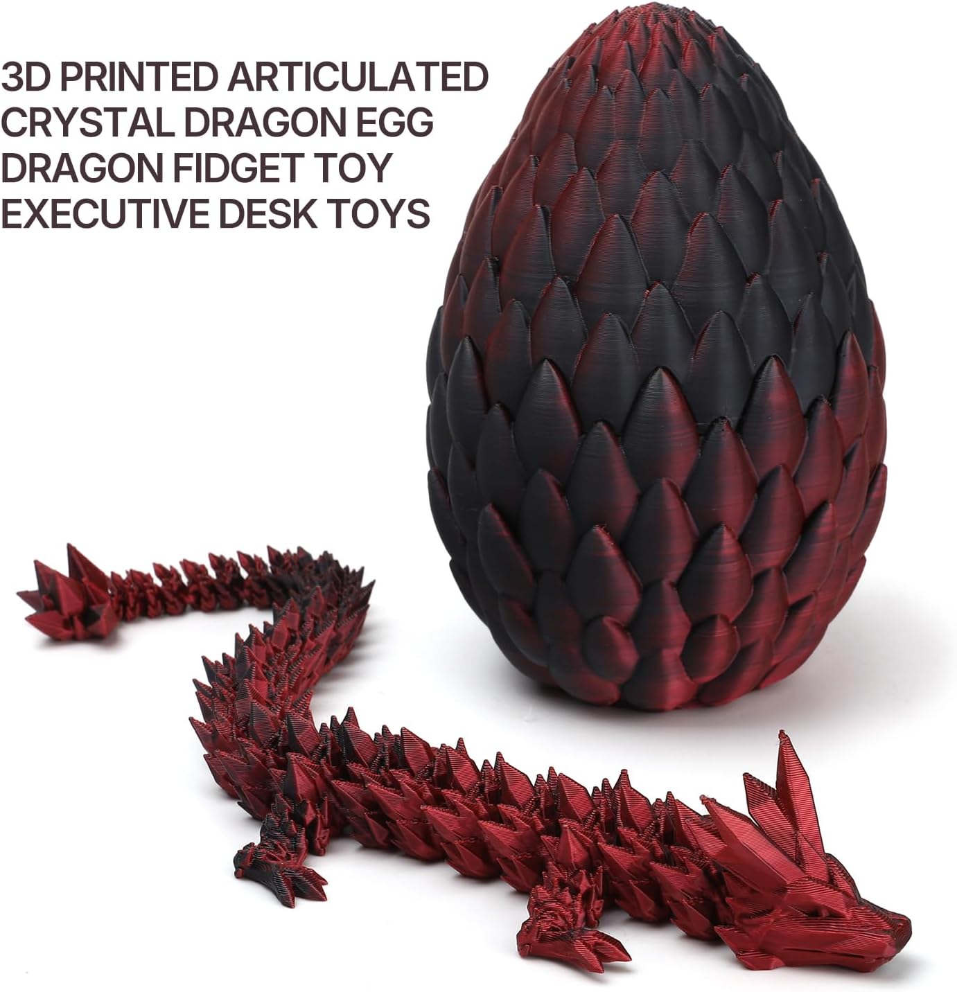 3D Printed Dragon Toy 12" Crystal Dragon Fidget Executive Desk Dragon Egg