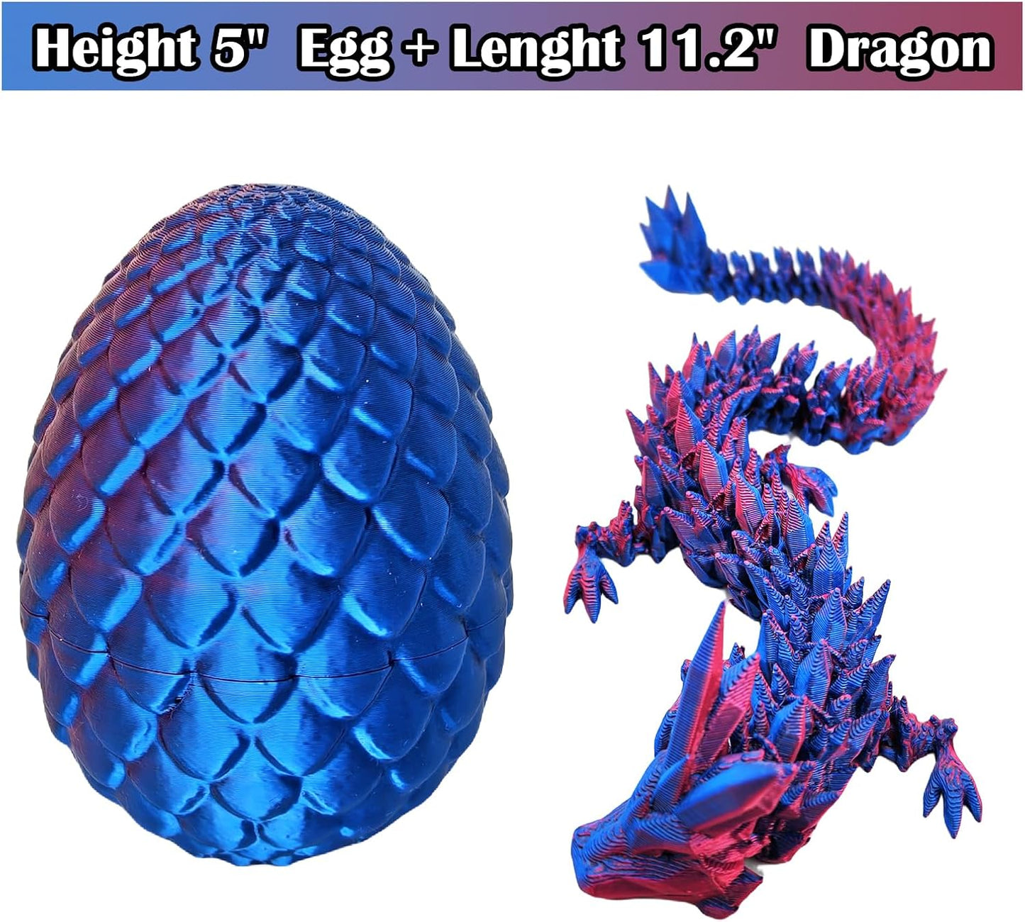 3D Printed Dragon Egg, 3D Printed Articulated Dragon Eggs with Dragon Inside, Crystal Dragon Fidget Toy, Adults Fidget Toys, Mystery Dragon Egg for Autism and ADHD（Laser Purple）