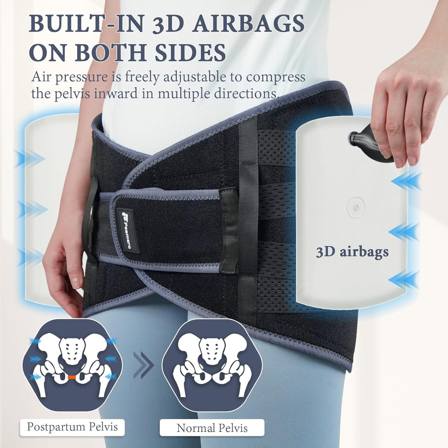 Inflatable Pelvic Support Belt for Women and Men, Adjustable Pressure SI Joint Brace for Postpartum Recovery, Pelvic Tilt Correction, Hip & Pubic Symphysis Pain Relief (M)