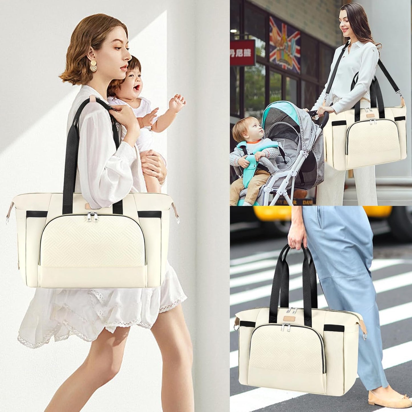 ITIEZY Diaper Bag Tote for Baby - Large Mommy Bag with Portable Changing Pad Pacifier Case, Hospital Bags Travel Baby Bag