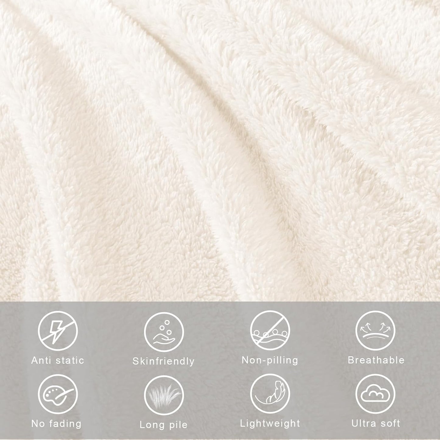 Exclusivo Mezcla Soft Fleece Throw Blanket for Couch, Super Soft Velvet Plush Bed Blanket, Fuzzy Cozy and Warm for All Seasons, 50x60 Inches, Ivory