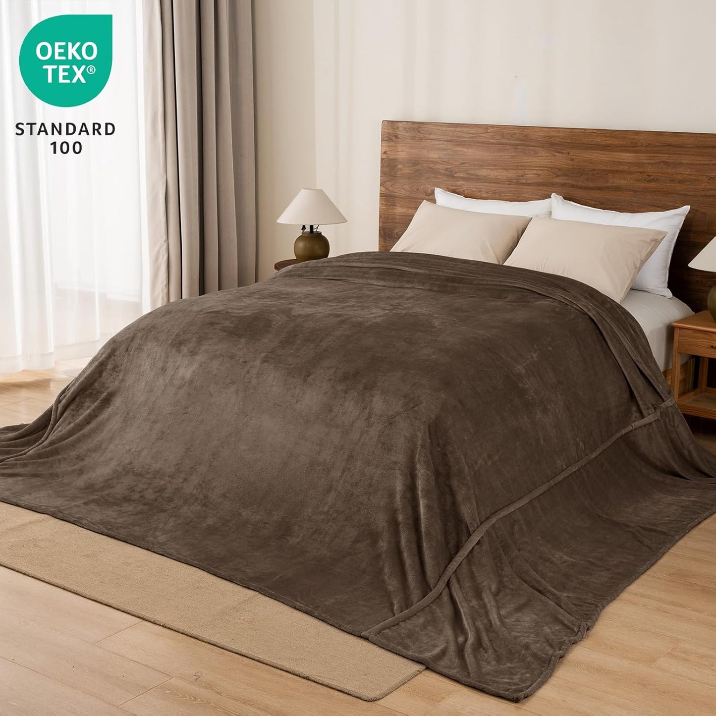 PHF Oversized King Fleece Blanket 120"x120", No Shed No Pilling Big Soft Blanket, Extra Large 10'x 10' Lightweight for Bed, Sofa Travel and Camping, Suitable for All Season, Cocoa Brown