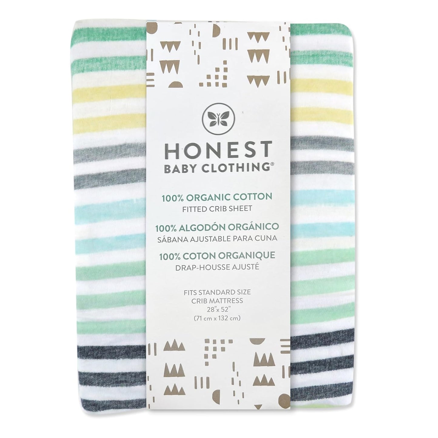 HonestBaby Unisex-Baby Fitted Crib Sheets Set Standard Mattress, 100% Organic Cotton Baby Boys, Girls, Neutral, 1 Pack - Dark Navy, One Size