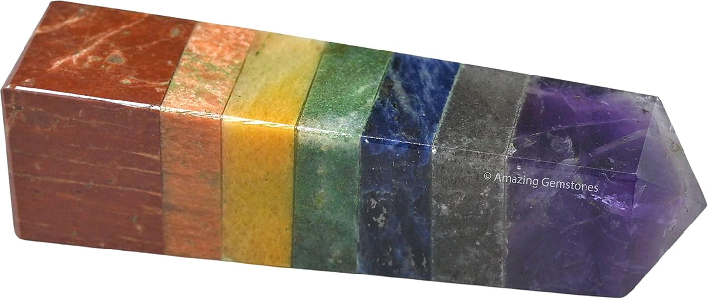 Amazing Gemstone Seven Chakra Crystal Towers ~ Natural Healing Crystal Point Obelisk for Reiki Healing and Crystal Grid (2 to 3 INCH)