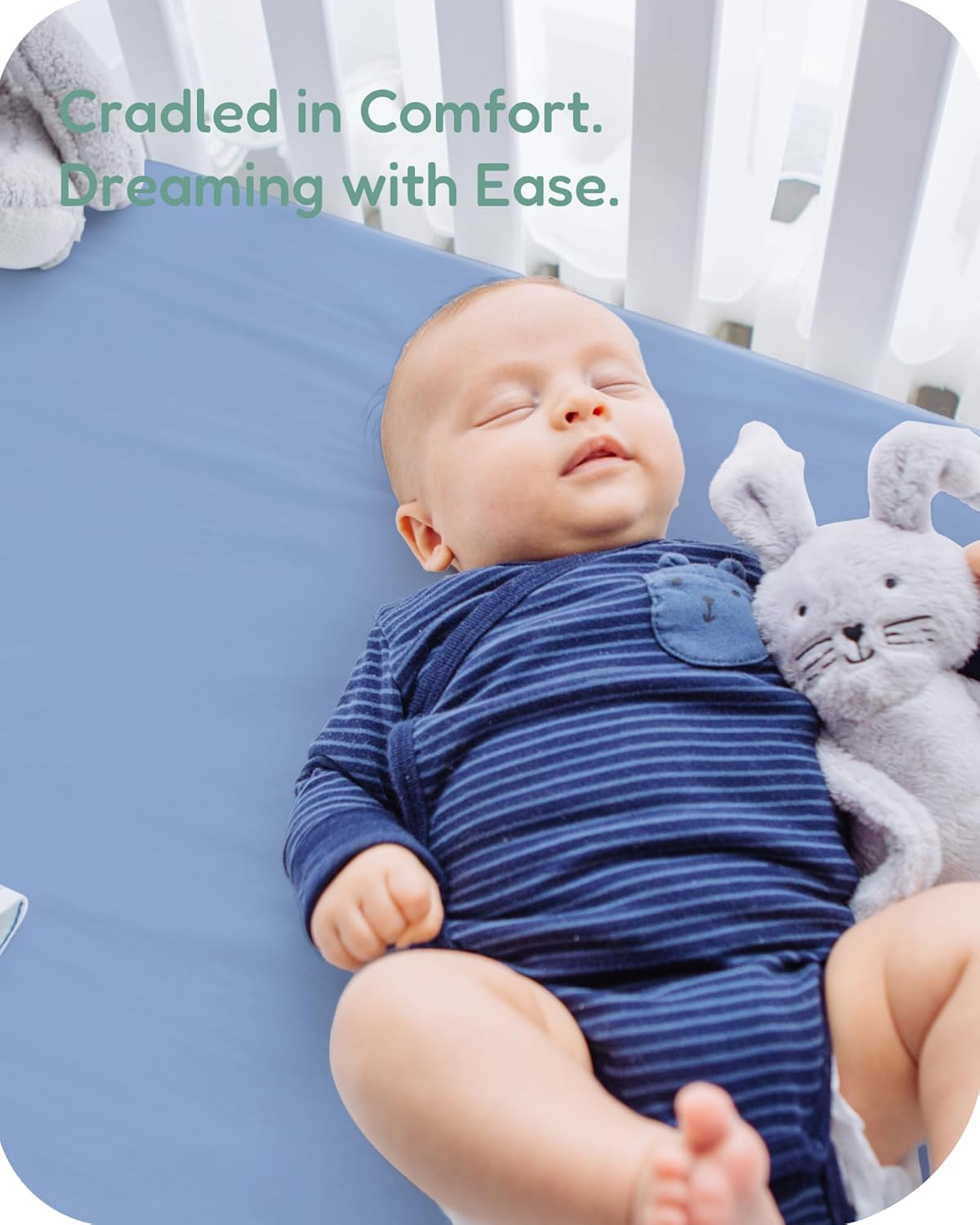 Pack and Play Sheets Fitted, Cloud+Blue Design, Soft and Safe, Hypoallergenic, 2 Pack for Mini Crib and Pack N Play