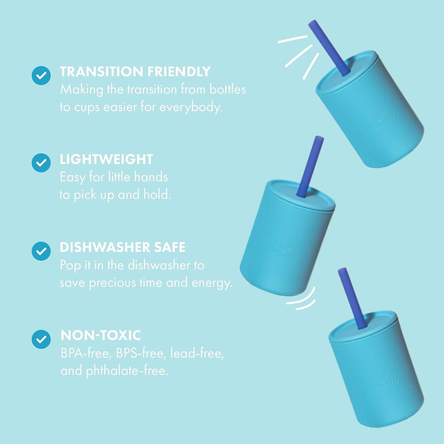 Avanchy Silicone Training Sippy Cup with Straw Lid – Tiny Cup for Babies 6+ Months to Toddlers 1 Year Old – 5 oz Infant Water Cup for Baby Led Weaning, White