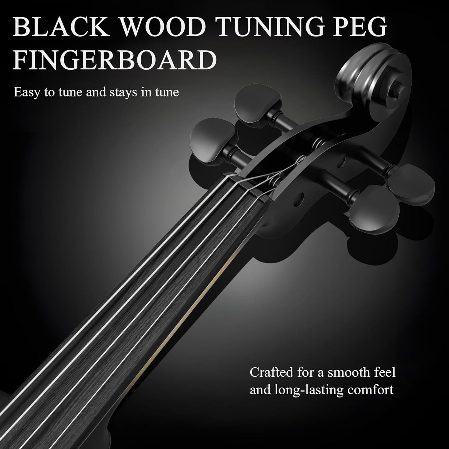 3/4 Violin Kit, Beginner Violin for Kids, Students, Complete Kids Violins Set with Case, Bow, Rosin, Ideal for Kids Violinss Beginner Ages 9-12, Black