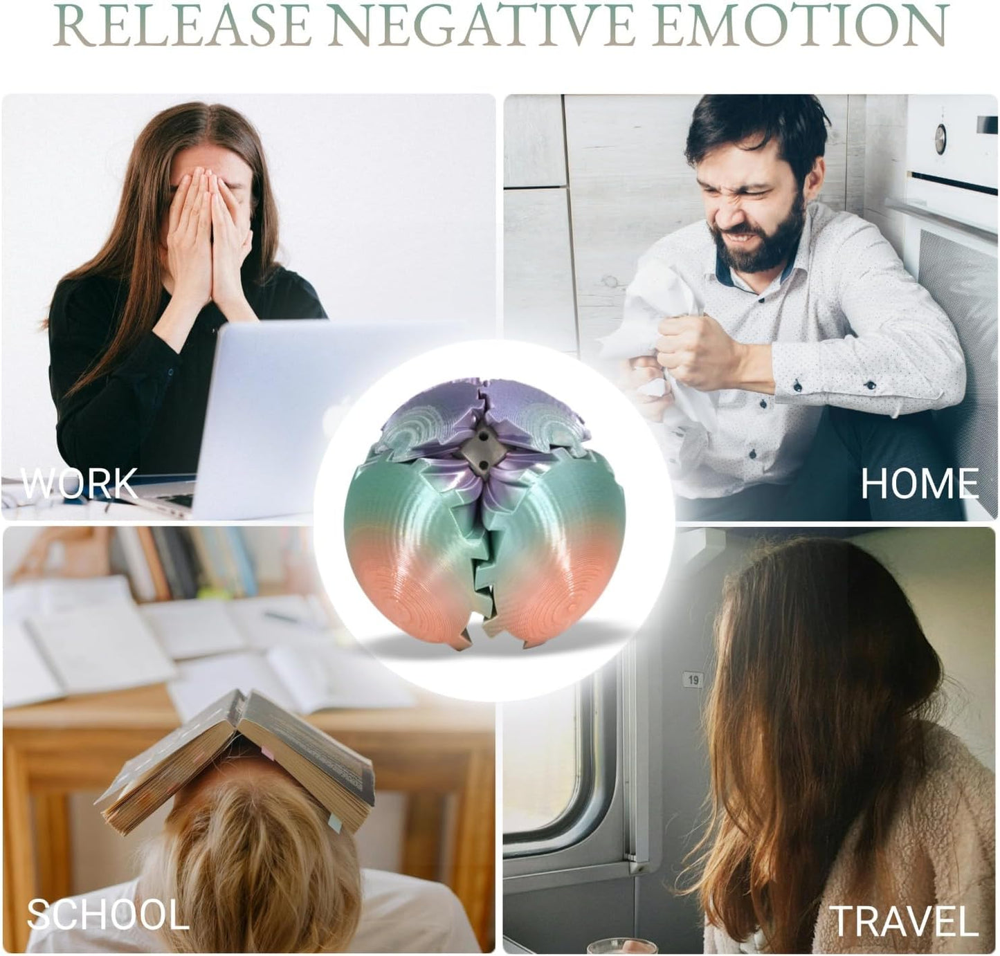 3D Printed Gear Ball, Gear Sphere Fidget Toy Stress Relif Toy for ADHD, Anxiety Relaxing Toy for Adults at Work/Study/Travel, Twist Candy Color