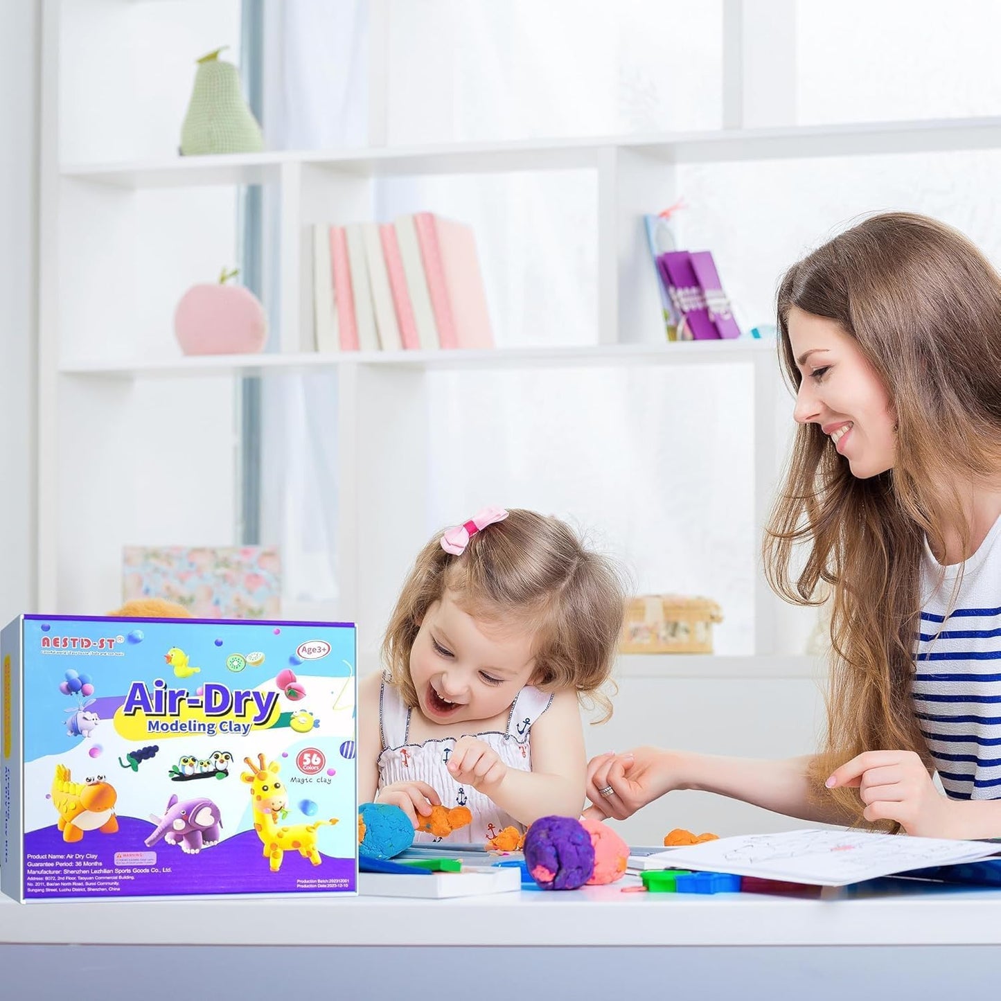 Air Dry Clay 56 Colors, Modeling Clay for Kids, DIY Model Magic Clay, Molding Clay Kit with Sculpting Tools, Non-Sticky Soft and Super Light, Arts and Crafts Gift for Boys Girls Kids.