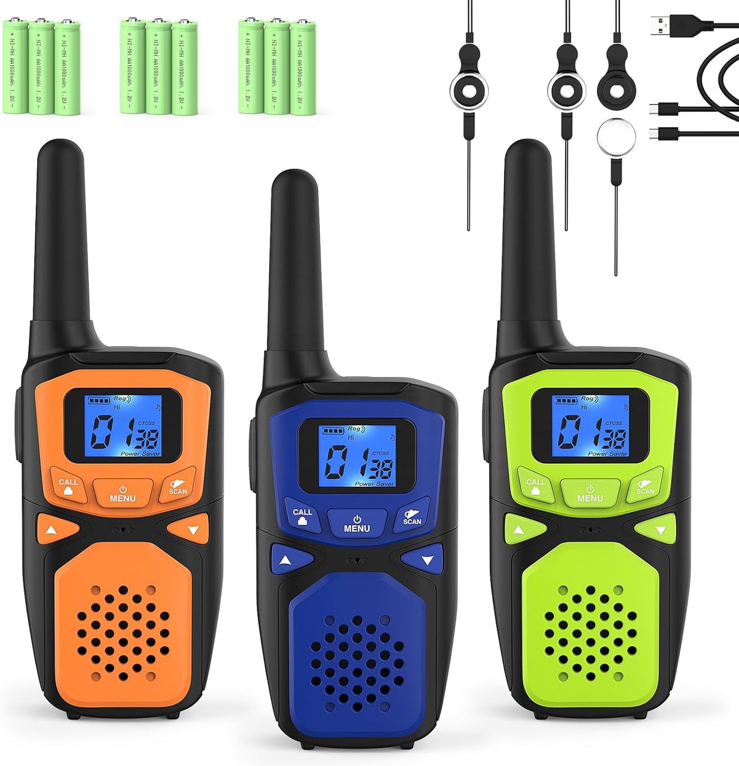 Adult Walkie Talkie WokTok Long Range Rechargeable Portable Two-Way Walkie Talkie, Hiking Accessories, SOS Sirens, NOAA Weather Alarms, Kid's Toys, Easy-to-Use Rechargeable Walkie Talkies,3 Pack