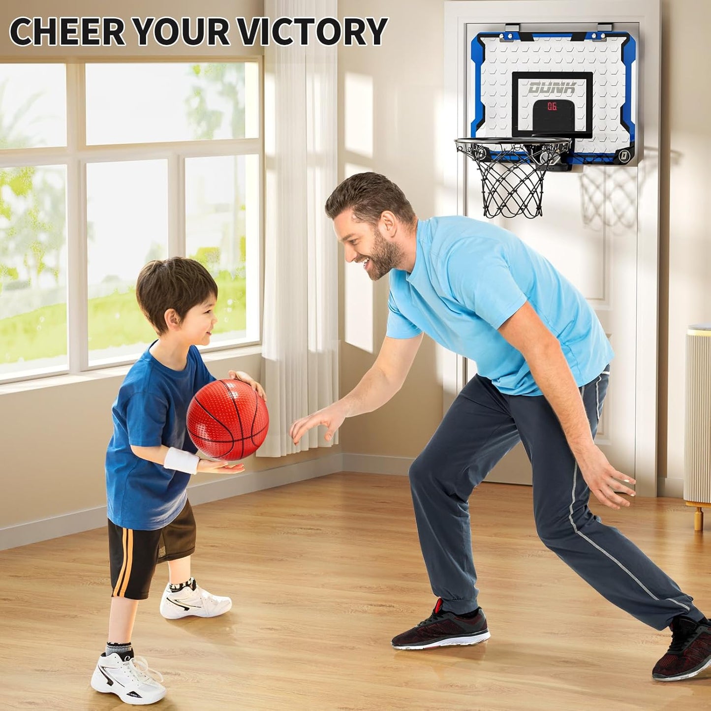 Indoor Basketball Hoop for Kids, Over The Door Mini Basketball Hoops, Mini Hoop with Scoreboard & 4 Balls, Kids Basketball Hoop Sport Toys Gifts for 5 6 7 8 9 10 11 12+ Year Old Boys