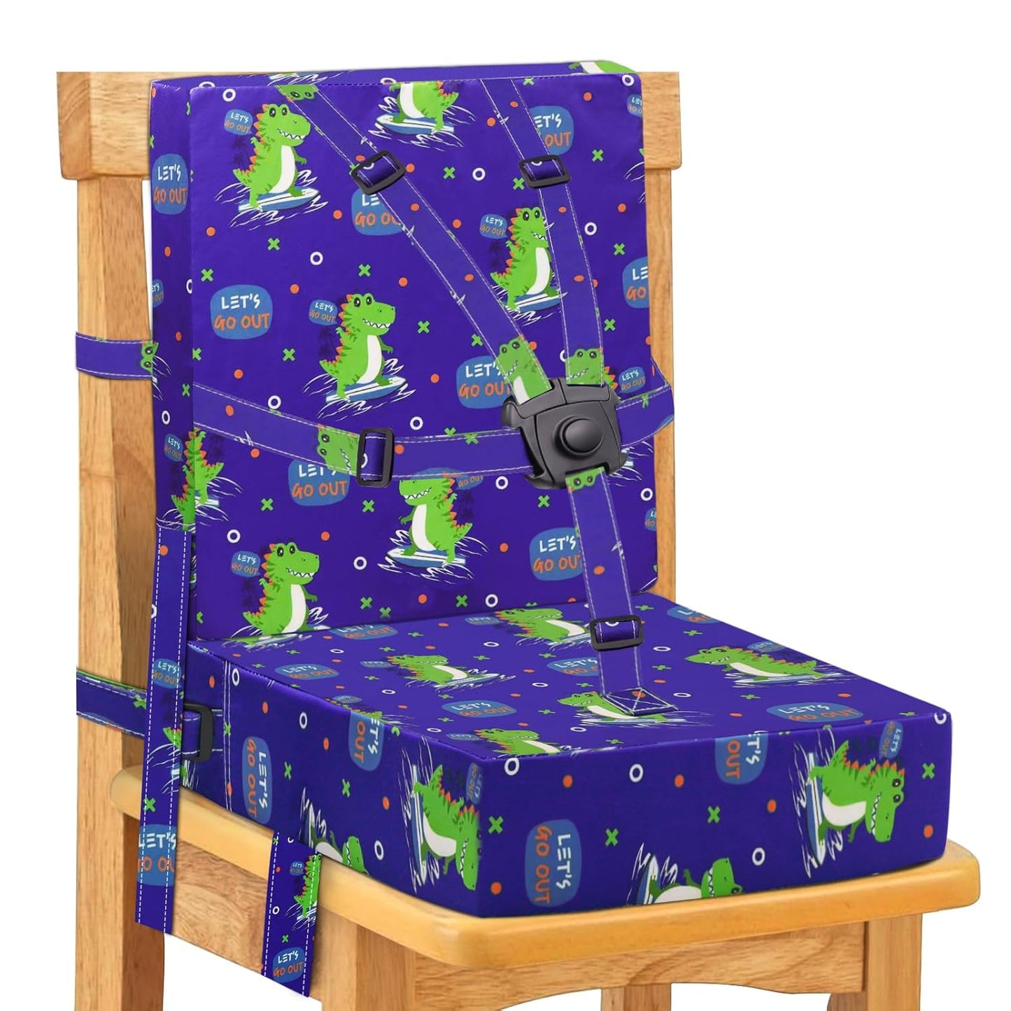 Toddler Booster Seat for Dining Table, Adjustable Safety Buckle Child Booster Seat with Backrest, Waterproof Washable Portable Booster Cushion Non-Slip Bottom (Blue)