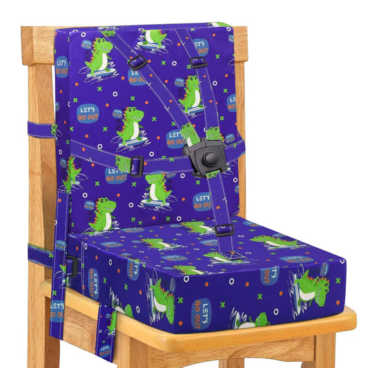 Toddler Booster Seat for Dining Table, Adjustable Safety Buckle Child Booster Seat with Backrest, Waterproof Washable Portable Booster Cushion Non-Slip Bottom (Blue)