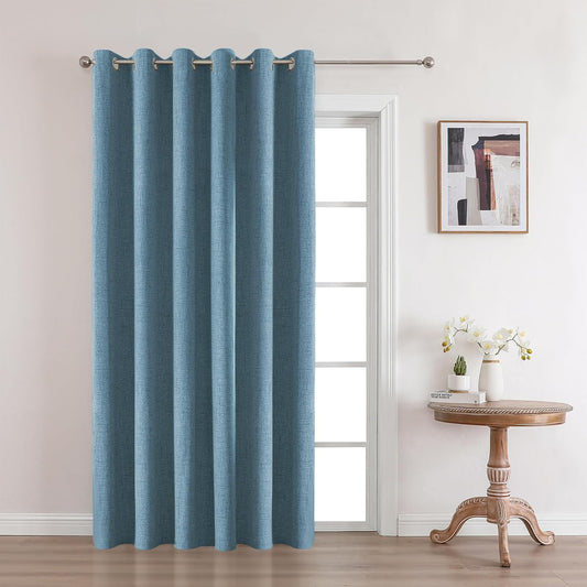 Joydeco Custom Light Blue Textured Total Blackout Curtain for Bedroom and Living Room. Grommet Textured Thermal Insulated Room Darkening Curtain 1 Panel (Custom Size and Color)