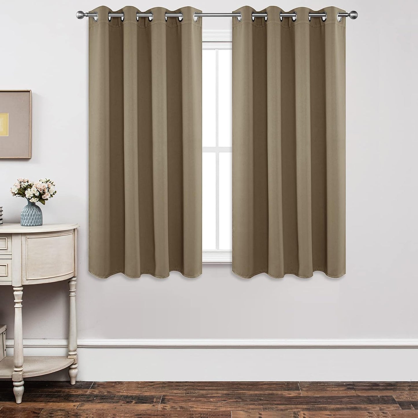 Joydeco Blackout Curtains 63 Inch Length 2 Panels Set, Thermal Insulated Long Drapes 2 Burg, Room Darkening Grommet Drapes for Living Room Bedroom Window