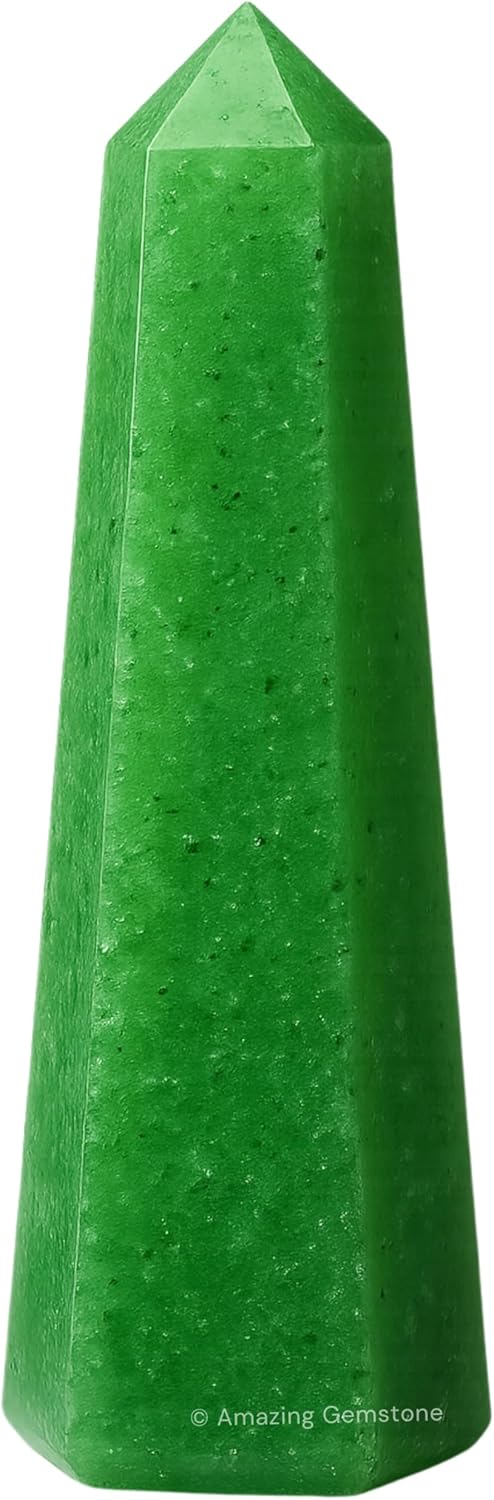 Amazing Gemstone Green Strawberry Quartz Crystal Towers - Natural Healing Crystal Point Obelisk for Reiki Healing and Crystal Grid (3 Inch)