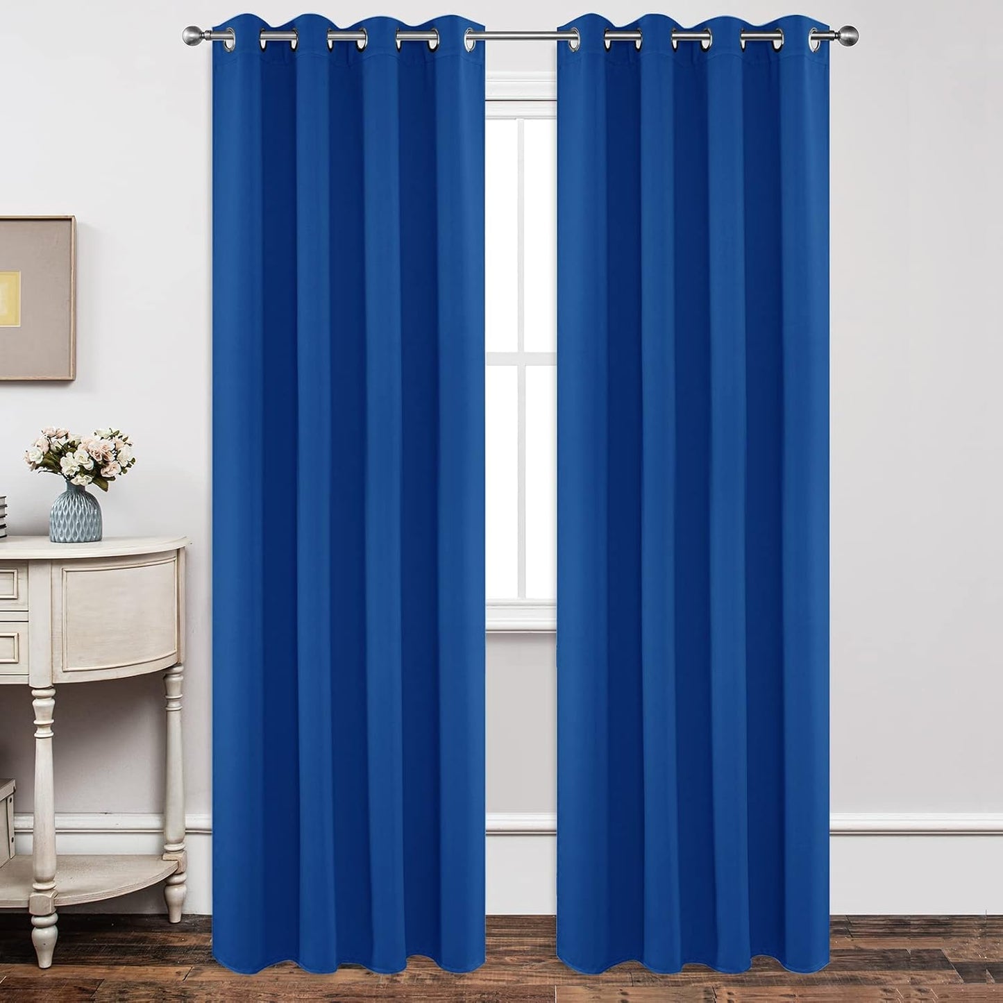Joydeco Blackout Curtains 90 Inch Length 2 Panels Set, Thermal Insulated Long Curtains& Drapes 2 Burg, Room Darkening Grommet Drapes for Living Room Bedroom Window (W52 x L90 Inch, Royal Blue)