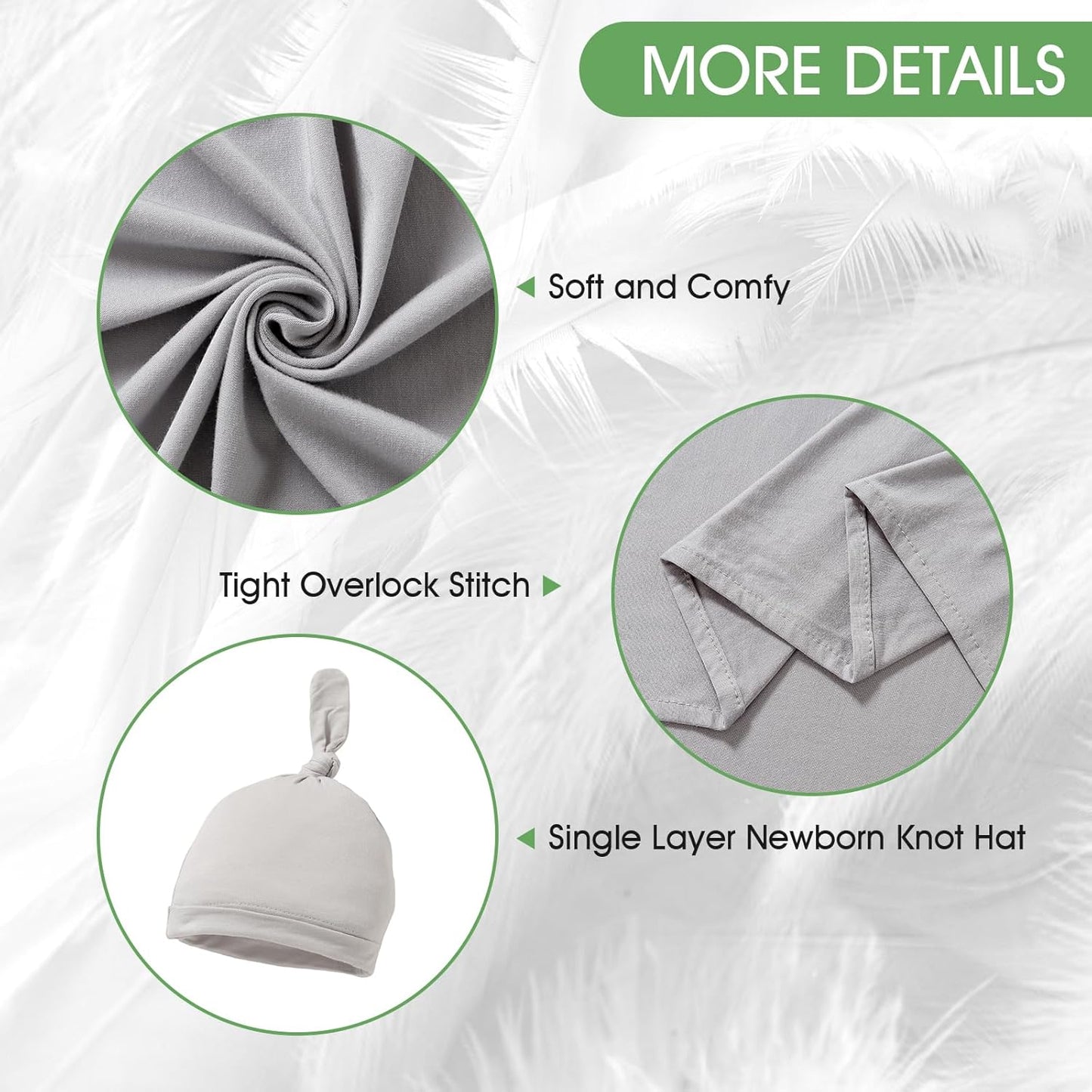 iEvolve Cotton Knitted Baby Swaddle Blanket with Hat Headband Set Newborn Swaddle Wrap Receiving Blankets for Baby Girl Boy 35" x 35"(Grey)