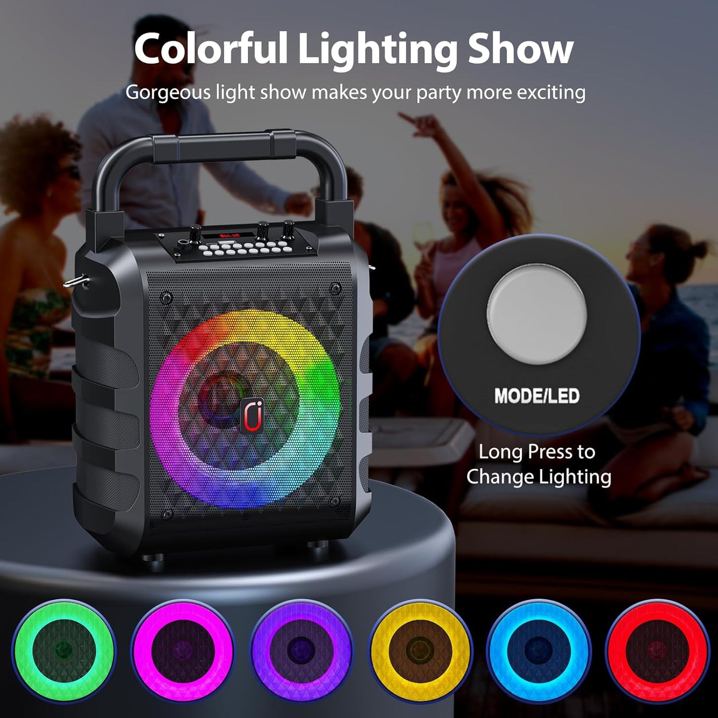 Karaoke Machine with 2 Wireless Microphones, 【2025 Upgraded 20W 6.5"Subwoofer】Portable Bluetooth Karaoke Speaker for Adults & Kids, Karaoke Microphone with PA System, Party Light, Support USB/TF/AUX