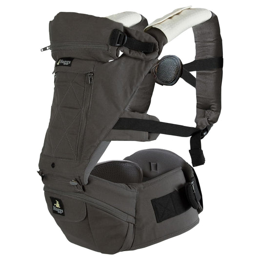 Abiie HUGGS 3-in-1 Baby Carrier w/Hip Seat - Front Facing, Hip Hugger, Back Baby Carrier - Healthy Sitting (M) Position, 3 Mos.-Toddler - Buckle Type Closure - Approved by US Safety Standards - Gray