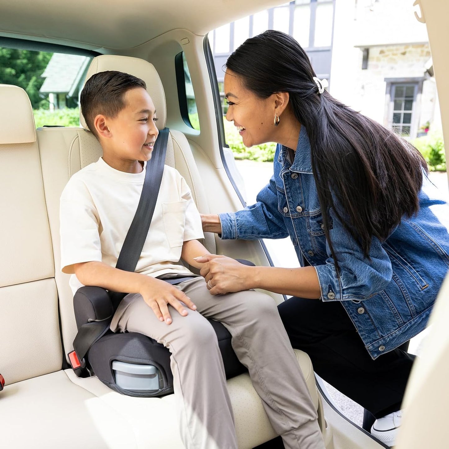 Joie Basil Highback and Backless Booster Car Seat for Big Kids 4 to 12 Years Old, Lightweight 2-in-1 Design (Crimson)