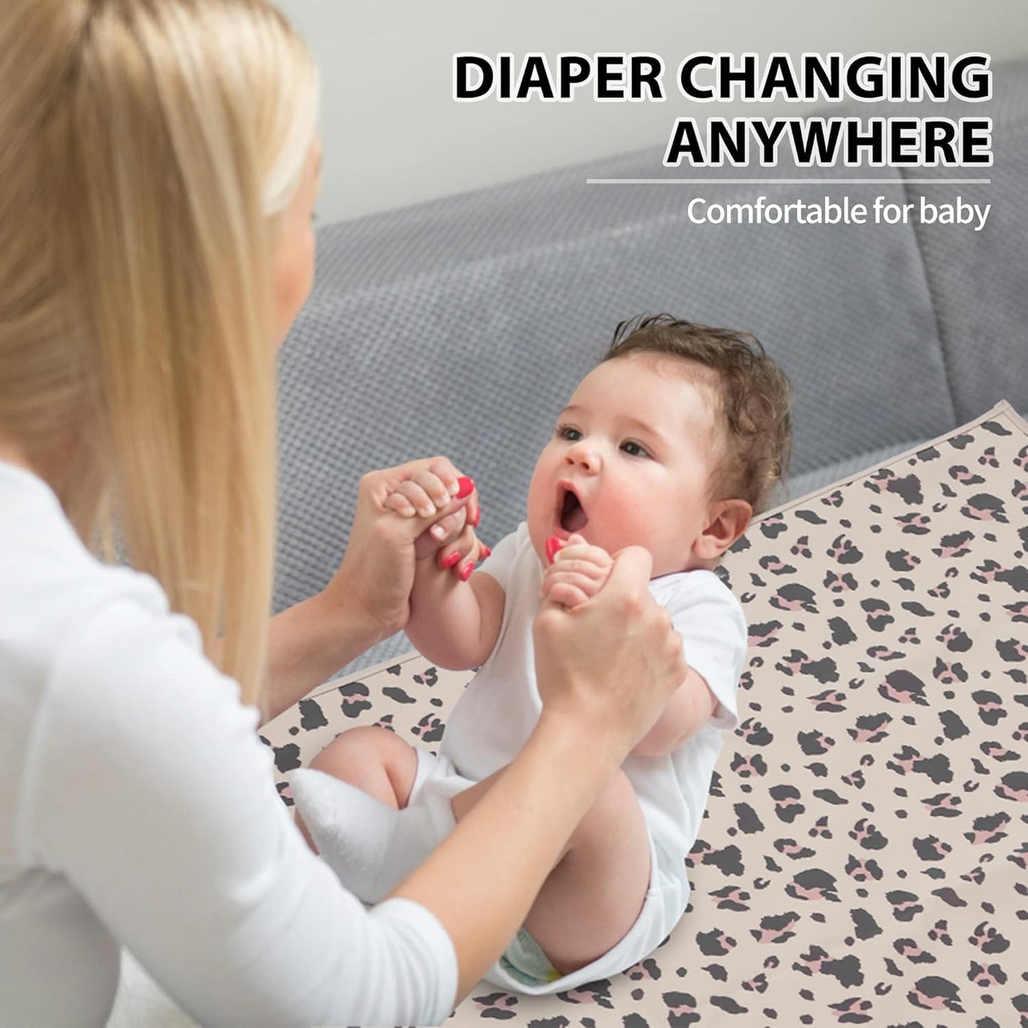 Vegan Leather Baby Changing Mat - Wipeable Portable Changing Pad, Foldable Travel Changing Mat for Baby, Newborns Toddlers Shower Gifts (Leopard Print,20"*28")