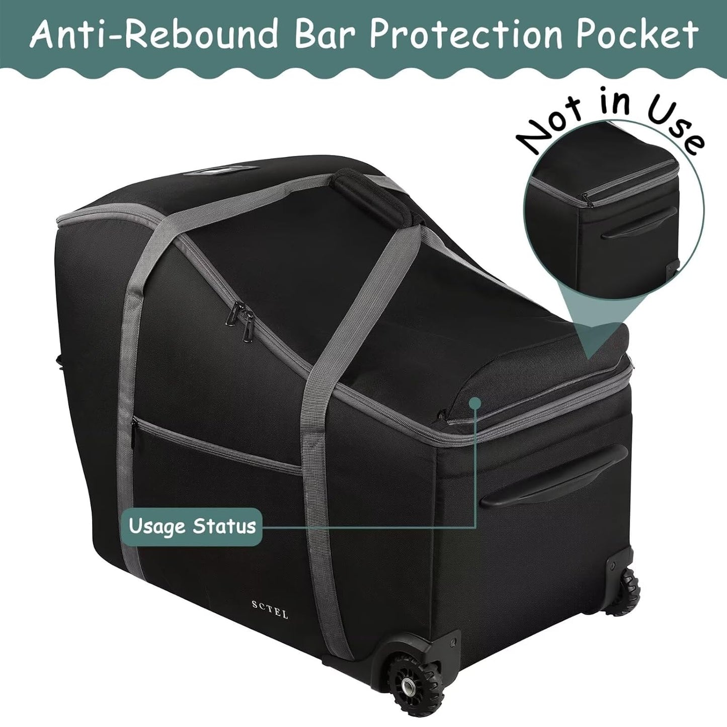 Infant Car Seat Travel Bag Fit Doona Car Seat Stroller and Base, Chicco Keyfit 35 and Base, Doona Travel Bag with Wheels, Padded Car Seat Bags for Air Travel, Nuna Travel Bag with Zipper Pocket