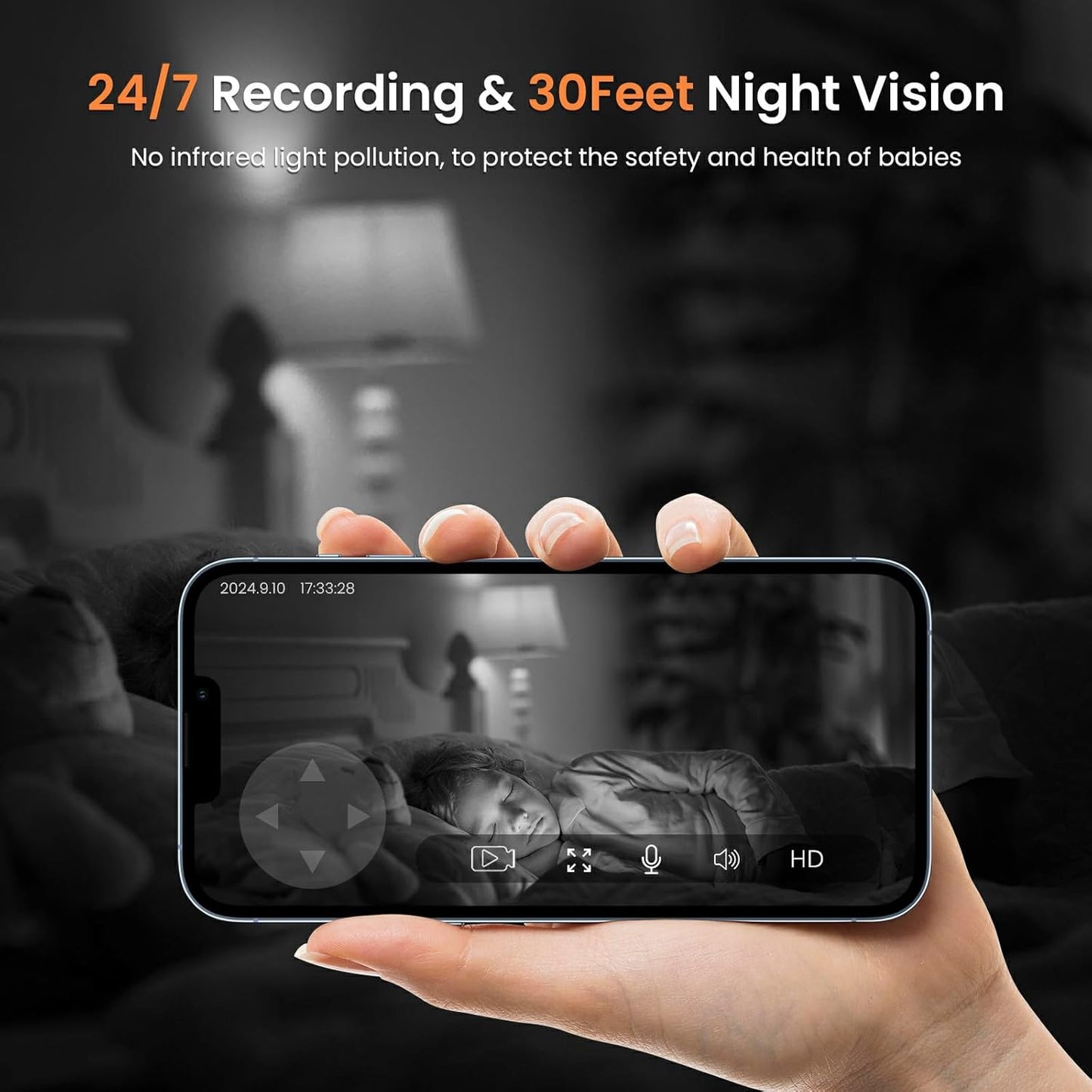 Indoor Security Camera 360° with Pan/Tilt, Pet Dog Baby Monitor, 1080P HD Night Vision, Motion Detection, 2-Way Talk, Alexa & Google Home Compatible (2.4GHz WiFi)