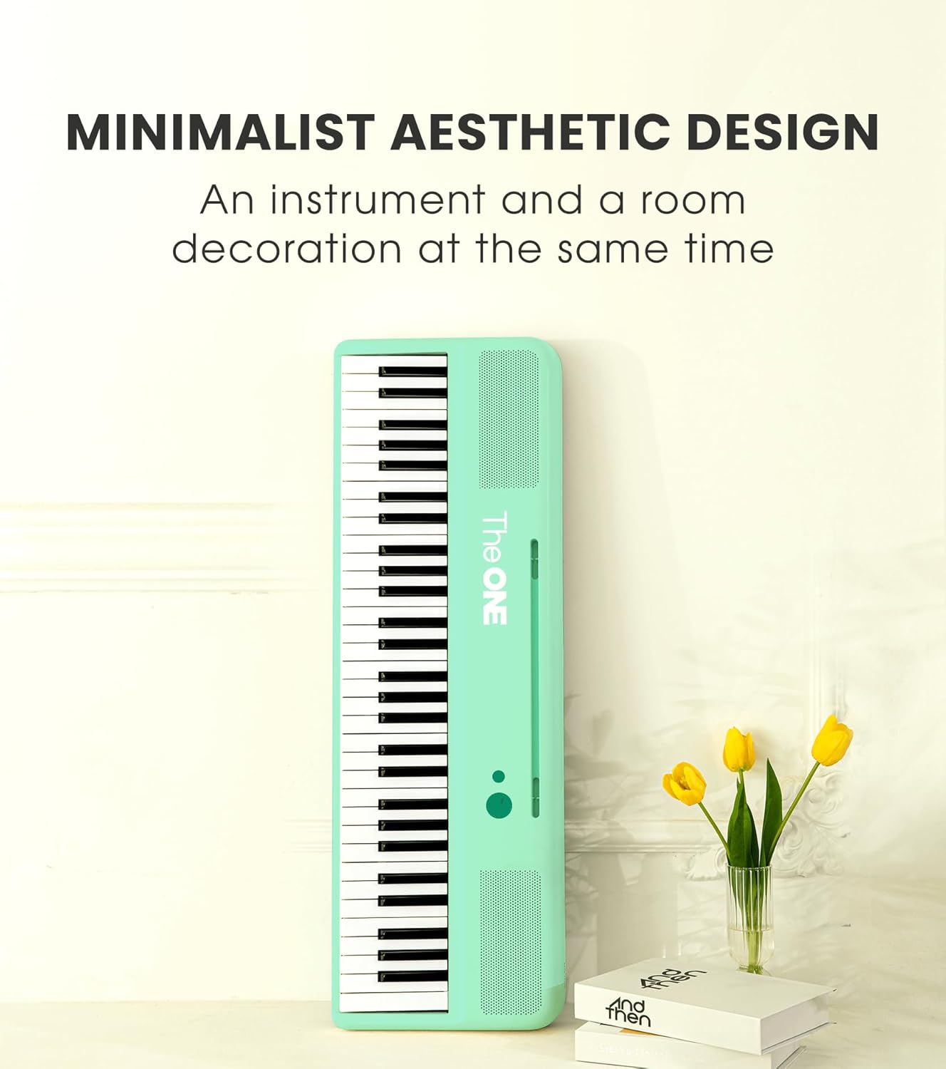 The ONE Smart Keyboard COLOR 61 Lighted Keys Piano Keyboard, MIDI Electric Piano for Beginners with 256 Tones, 64 Polyphony, Built-in LED Lights and Free Apps (Green)