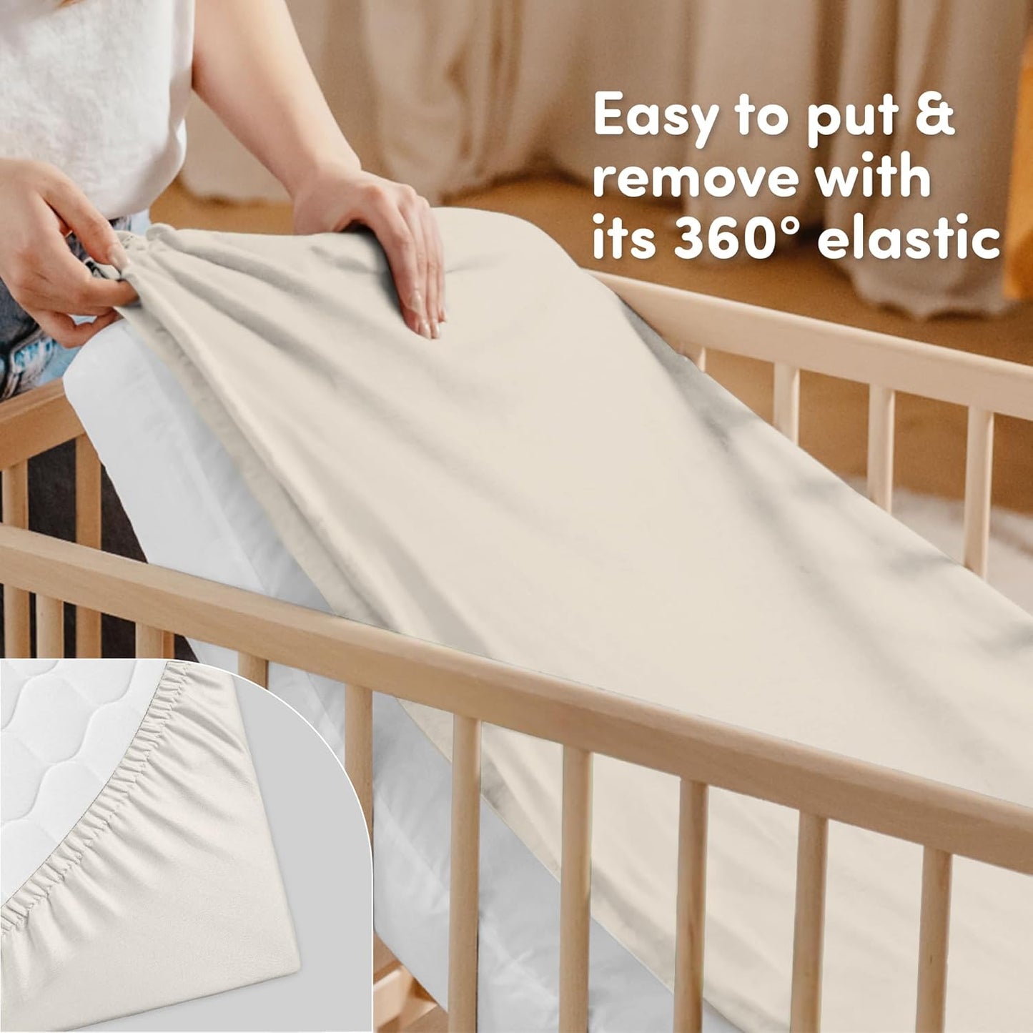 Sweety Fox 2-Pack Crib Sheets - Soft Cotton Jersey Fitted Sheets for Boys and Girls, Mini Crib Sheets, Toddler Bed Sheets (Pecan/Cream)