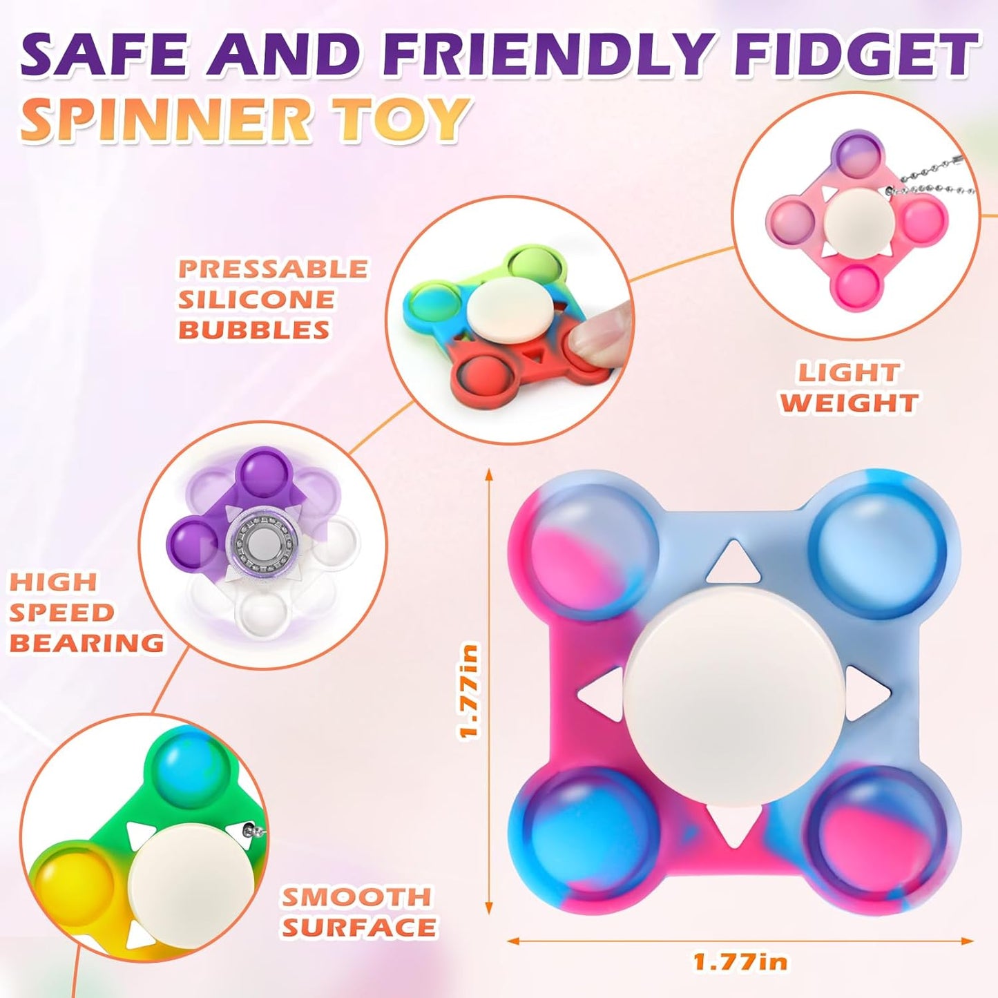 24 PCS Pop Fidget Spinners - Colorful Party Favors for Kids - Sensory Toys for Stress Relief and Anxiety - Classroom Prizes,Goodie Bag Stuffers,Birthday Gifts