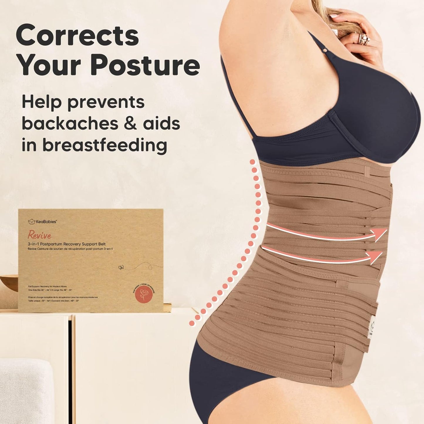 3 in 1 Postpartum Belly Support Recovery Wrap – Postpartum Belly Band, After Birth Brace, Slimming Girdles, Body Shaper Waist Shapewear, Post Surgery Pregnancy Belly Support Band (Warm Tan, XL)