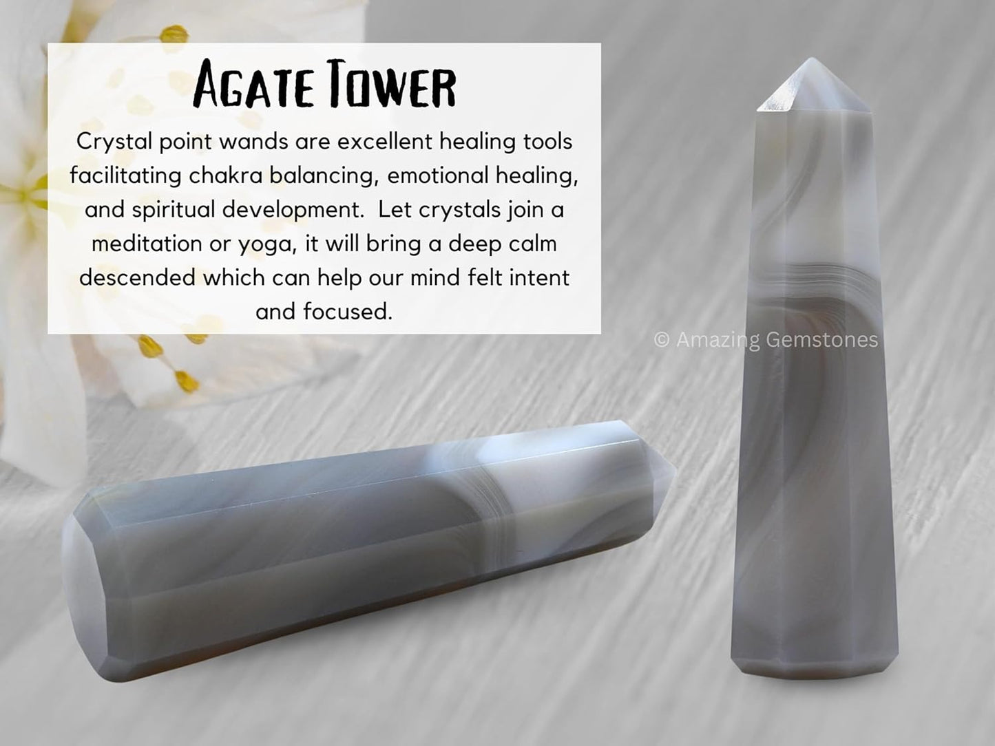 Amazing Gemstone Agate Crystal Towers ~ Natural Healing Crystal Point Obelisk for Reiki Healing and Crystal Grid (2 to 3 INCH)