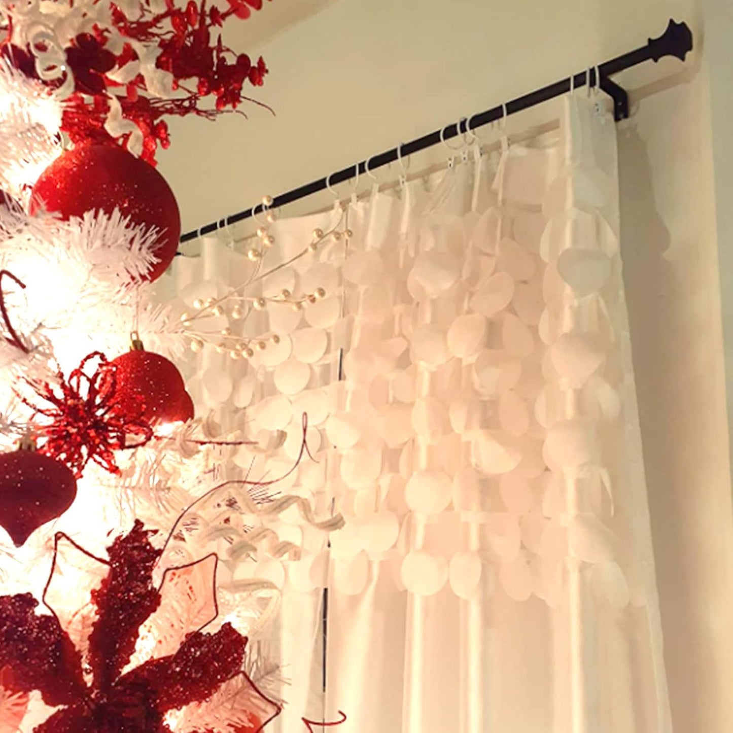 40 Pack White Curtain Rings with Clips, Curtain Hooks Hangers Clip Rings for Hanging Drapes Bows Hat, Drapery Rings 1.77 in I D, Fits up to 1.5 in Diameter Curtain Rod.