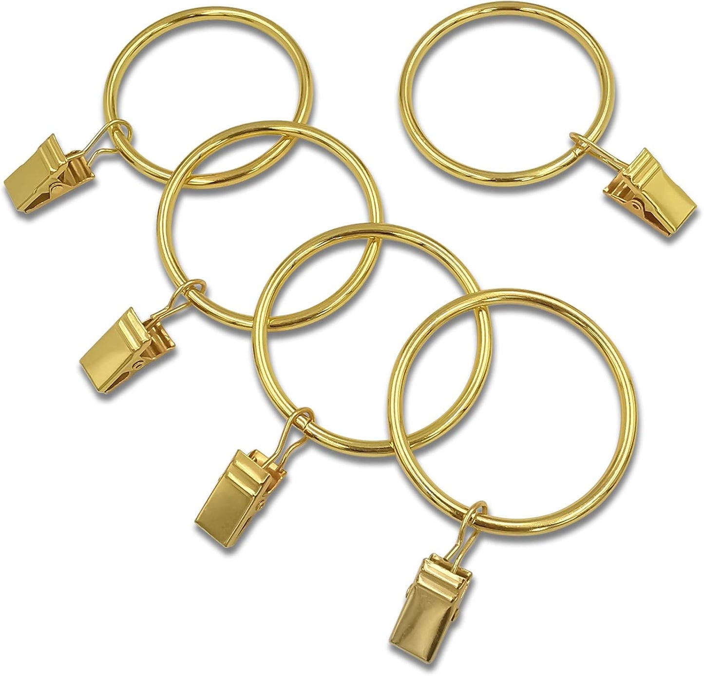 40 Pack Gold Curtain Rings with Clips, Curtain Hooks Hangers Clip Rings for Hanging Drapes Bows Hat, Drapery Rings 1.77 in I D, Fits up to 1.5 in Diameter Curtain Rod.