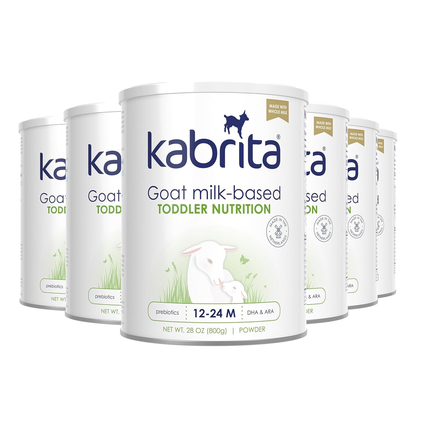 Kabrita Goat Milk Toddler Nutrition, 12-24 Months - Easy to Digest, Contains Vitamin D, Calcium, Iron, DHA, Non-GMO - Gentle on Sensitive Tummies - Supports Gut Health & Sleep - 28oz (Pack of 6)
