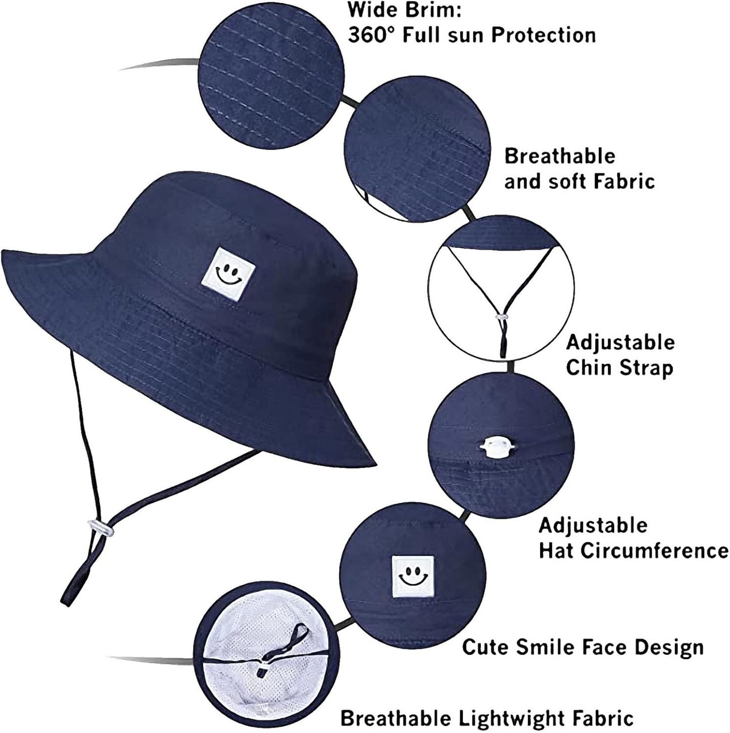 55cube Toddler Sun Hat Beach Bucket Hat for Girls Boys Toddlers