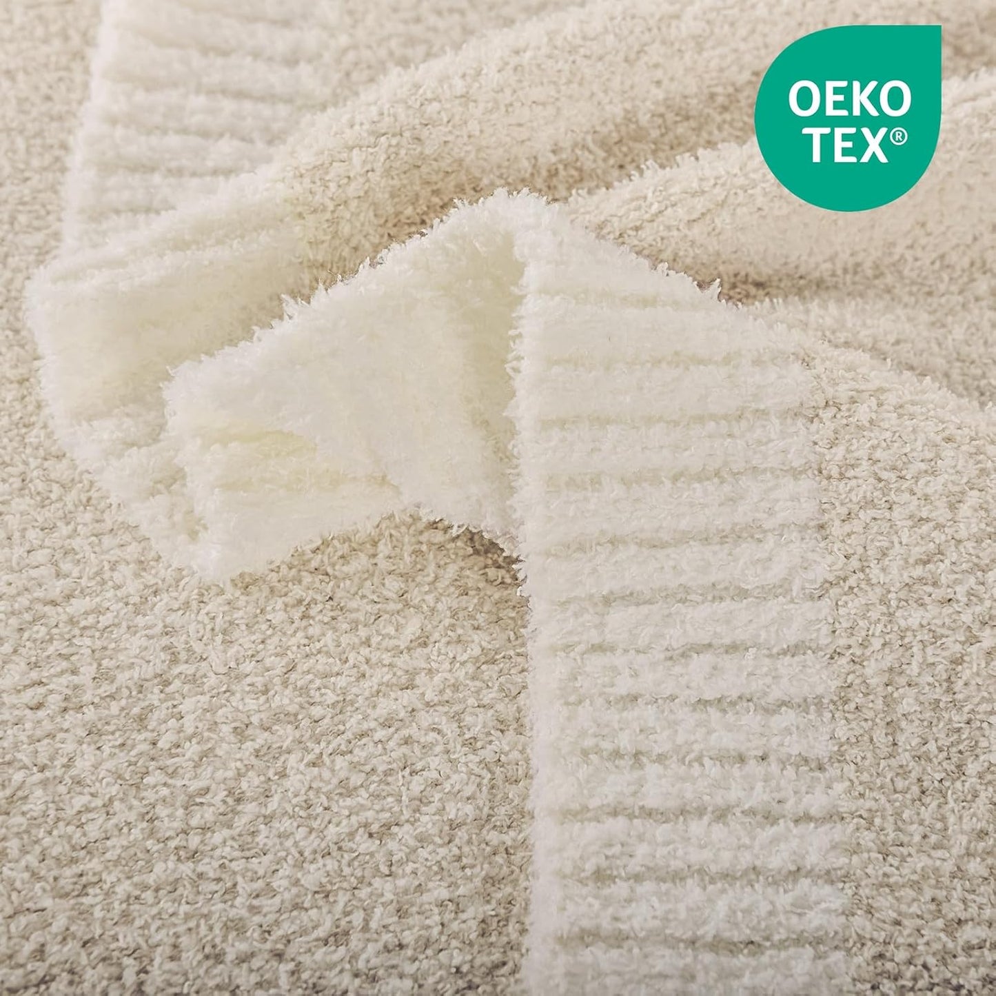 NEXHOME PRO Super Soft Blanket for Women, Cozy Blanket Warm Reversible Knit Lightweight Throws for Couch, Sofa Bed, Picnic, Heather Ivory, 50 x 60 inches