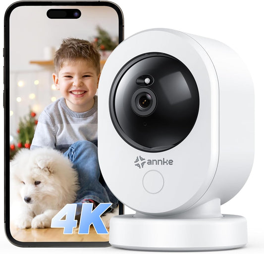 ANNKE 4K UHD House Cameras with Audio and Video, Crater Reno 2.4/5 GHz WiFi Pan & Tilt Camera, 8MP Night Vision, 2-Way Audio, Smart Human Detection, Ideal for Pet/Baby Monitor,Works with Alexa