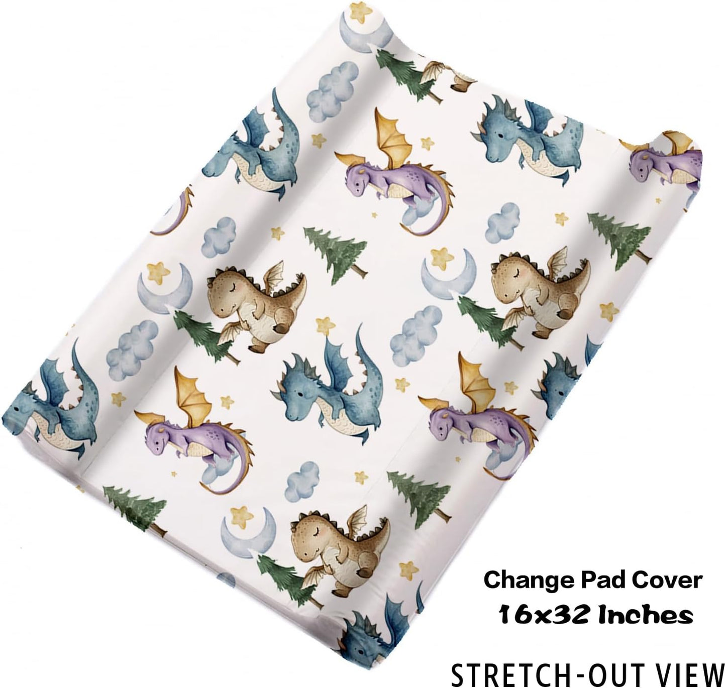 Personalized Baby Crib Bedding Set for Baby Boys Girls, Blue Dinosaur Design Custom Name Baby Crib Sets 5-Pcs, Toddler Double Layer Blanket Fitted Sheets Changing Pad Cover Rug Wall Art Set