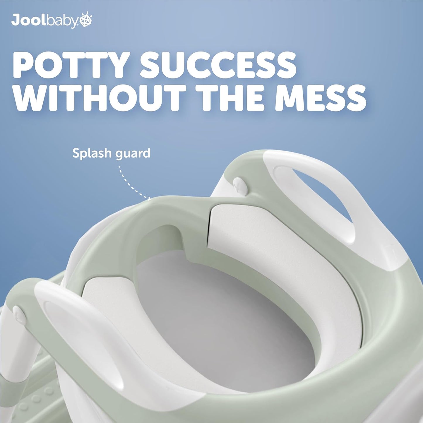 Jool Baby Potty Training Seat with 2 Step Ladder for Toddlers - Soft Cushioned Seat & Splash Guard, Adjustable Height (Sage)