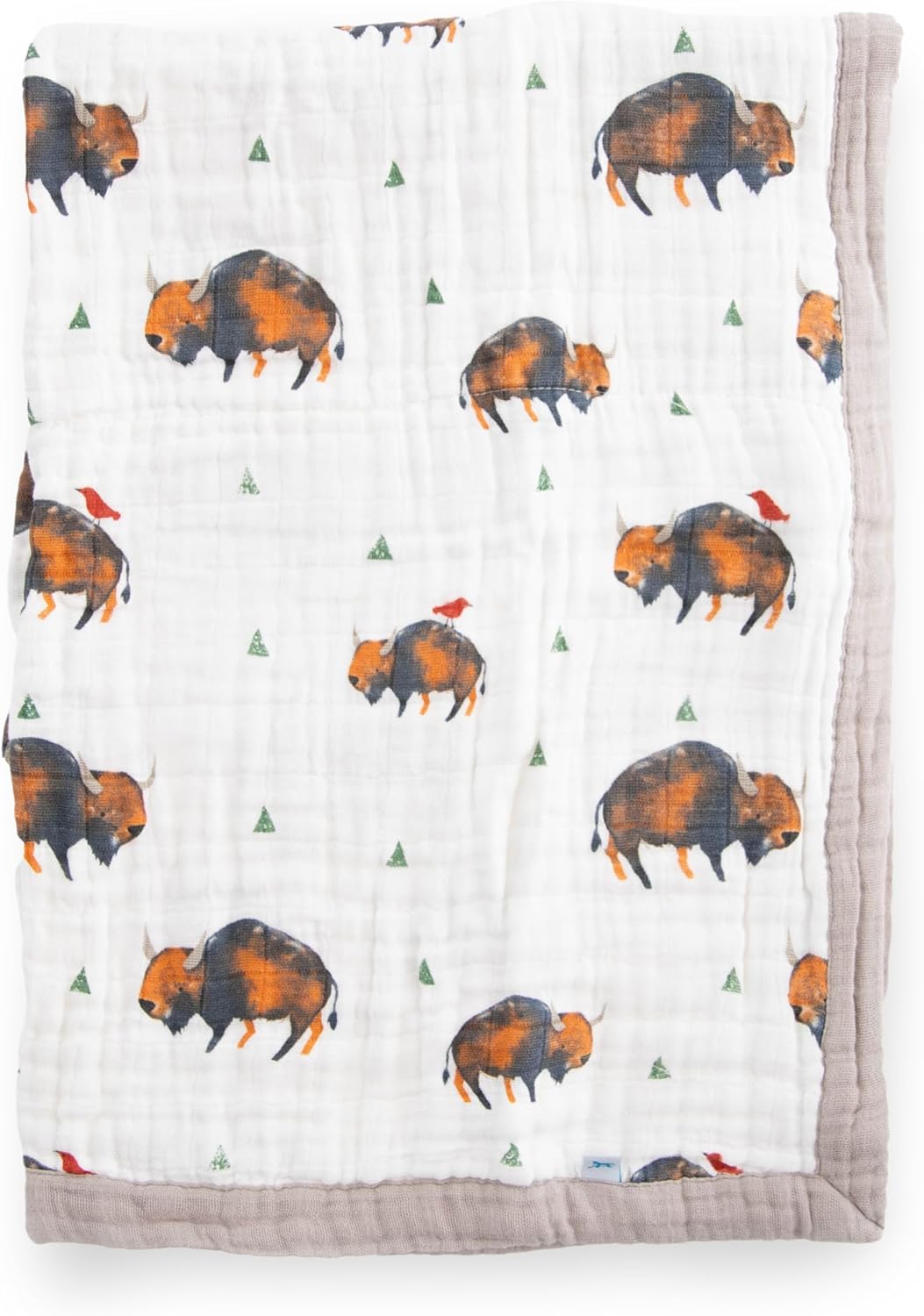 Little Unicorn Newborn Receiving Quilt | Ultra- Soft, Multi-Layered Muslin Fabric | Gift for Newborns & on-The-go (Bison)