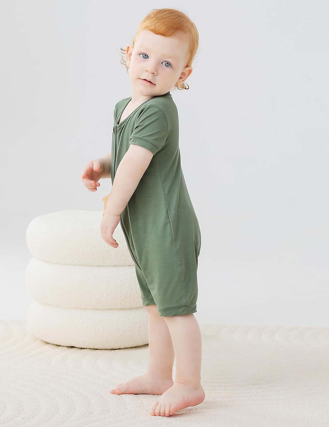 JunNeng Baby Boy Girl 2 Pack Rayon of Bamboo Summer Sleeper Infant Soft Short Sleeve Zipper Footless One-piece Romper